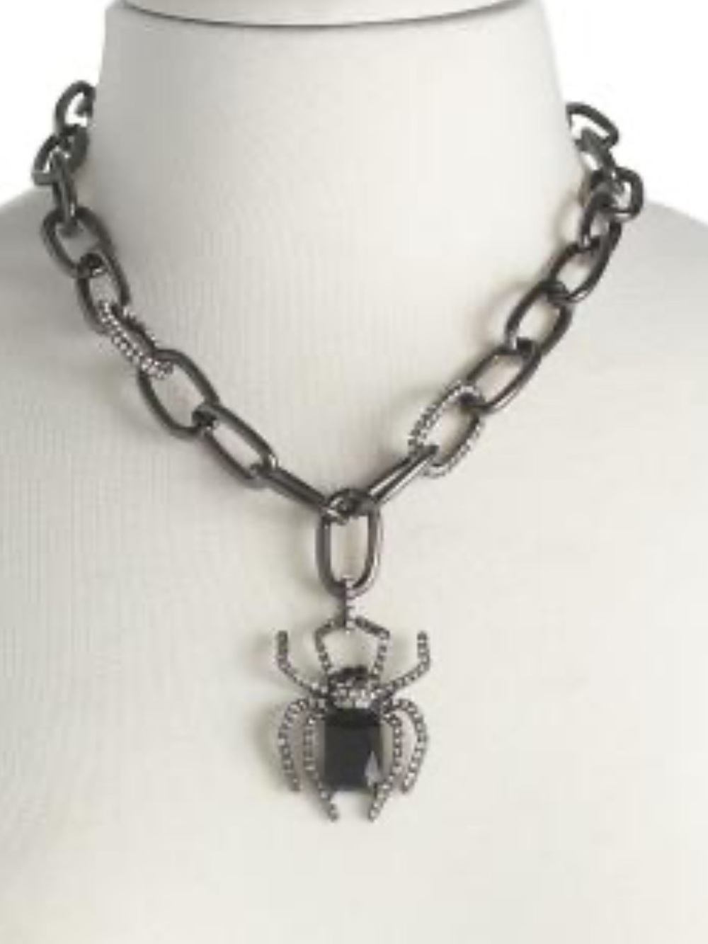 Betsey Johnson NWT Black Crystal Spider Chain Necklace - Picture 4 of 5